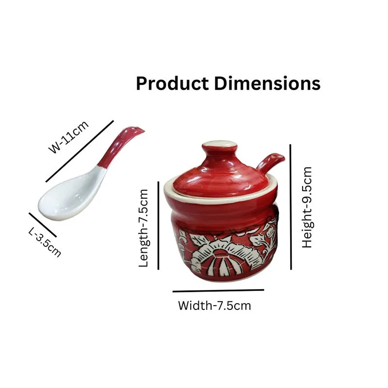 Arraina Ceramic Jar (Red/200 mL) - Four Piece Set media 6