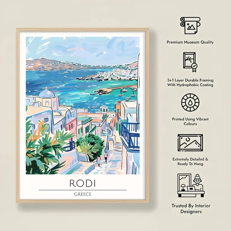 Vintage Rodi Framed Canvas Archival Canvas Wall Painting - Natural Brown Frame media 8