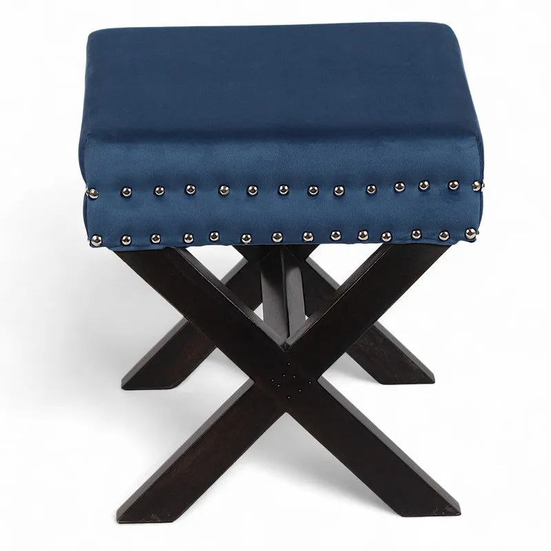 Jynex Sheesham Wooden Stools (Blue) - Set Of Two media 4