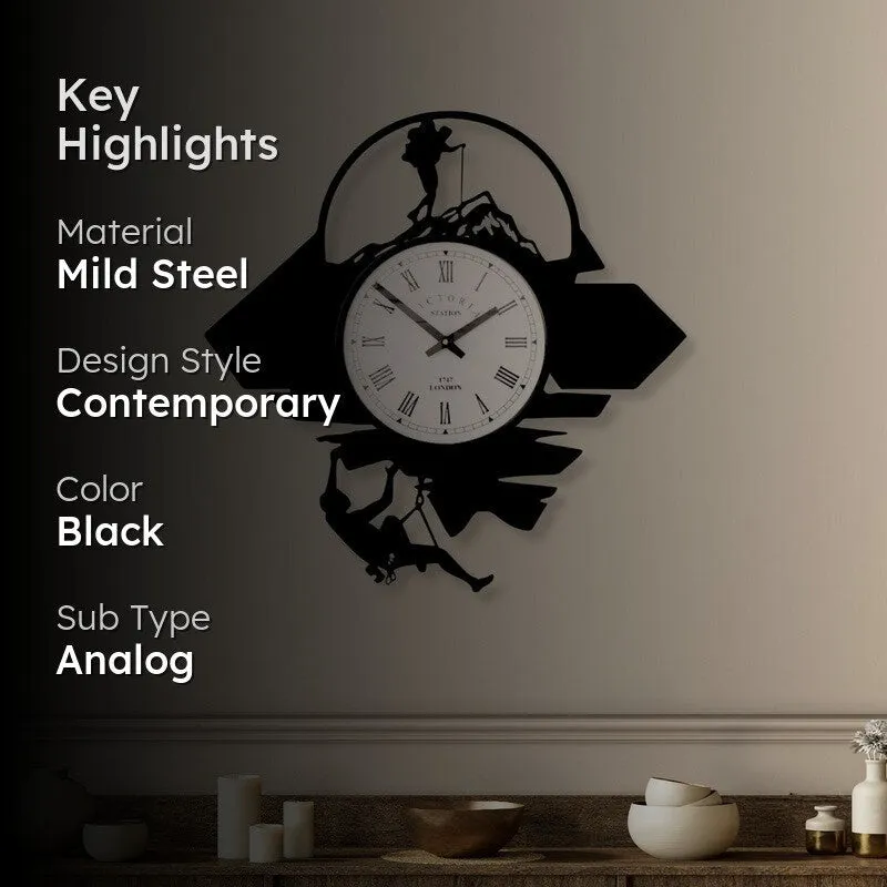 Trekker Steel Analog Wall Clock - Black media 2