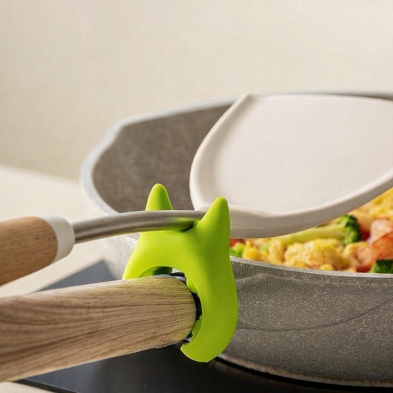 Green Silicone Pot Edge Utensil Holder