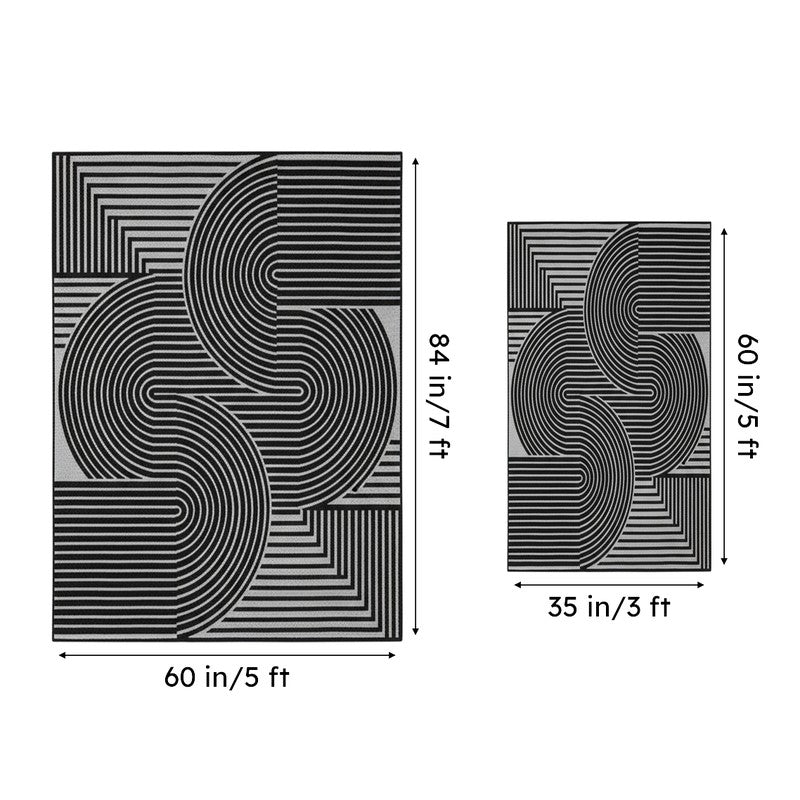 Icaria Non-Anti Skid Nylon Dhurries - Grey & Black media 6