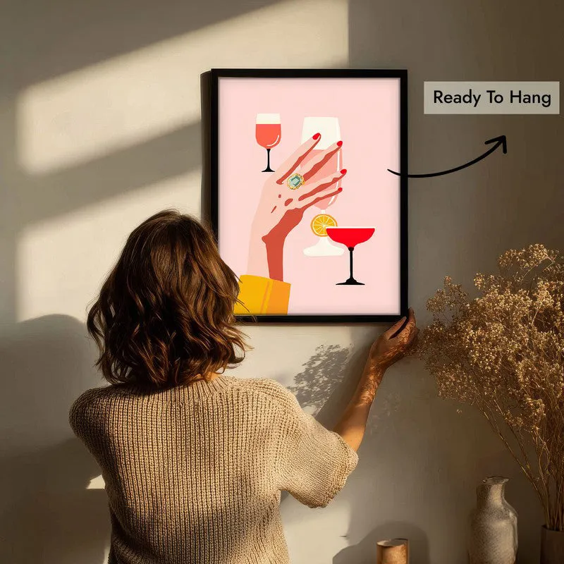 Wineglass Canvas Wall Painting - Black Frame media 7
