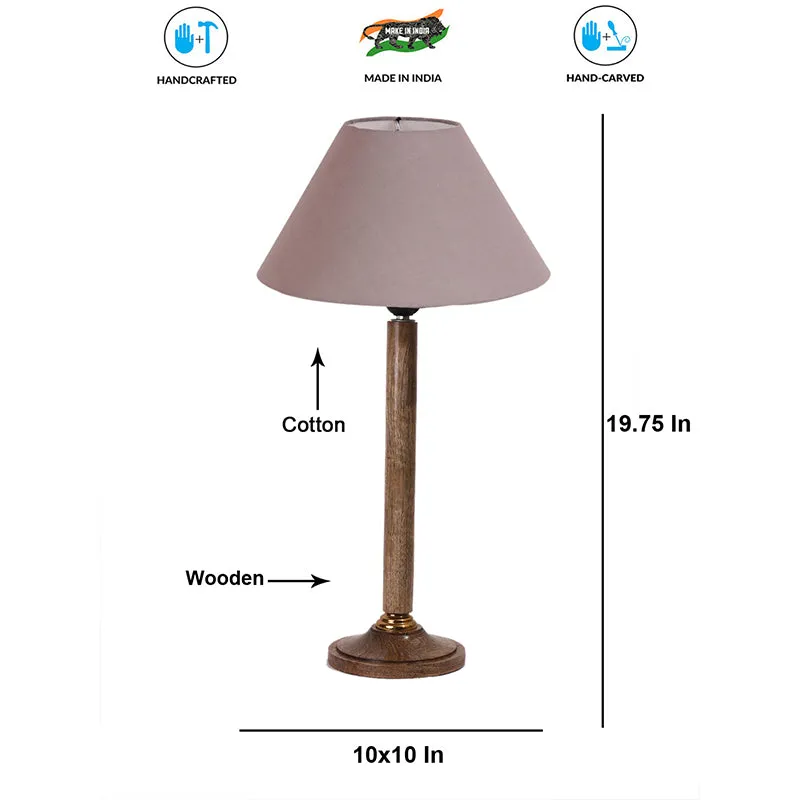 Glow Mesa Table Lamp With Wooden Base - Grey,Brown media 4