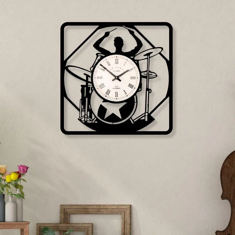 EchoWave Steel Analog Wall Clock - Black media 1