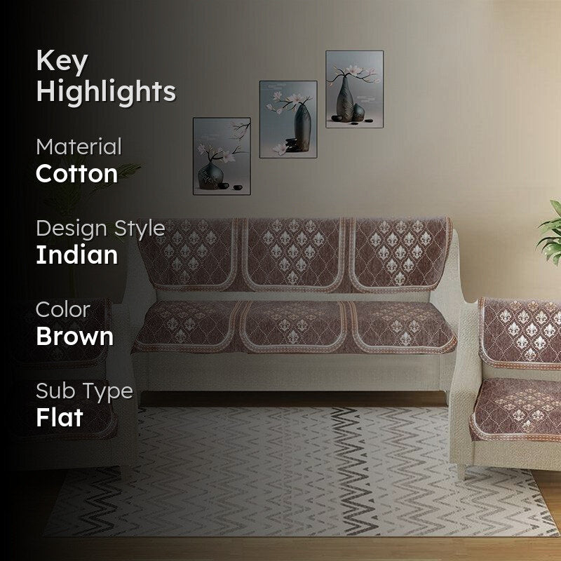 Nidha Cotton Sofa Cover - Brown media 2