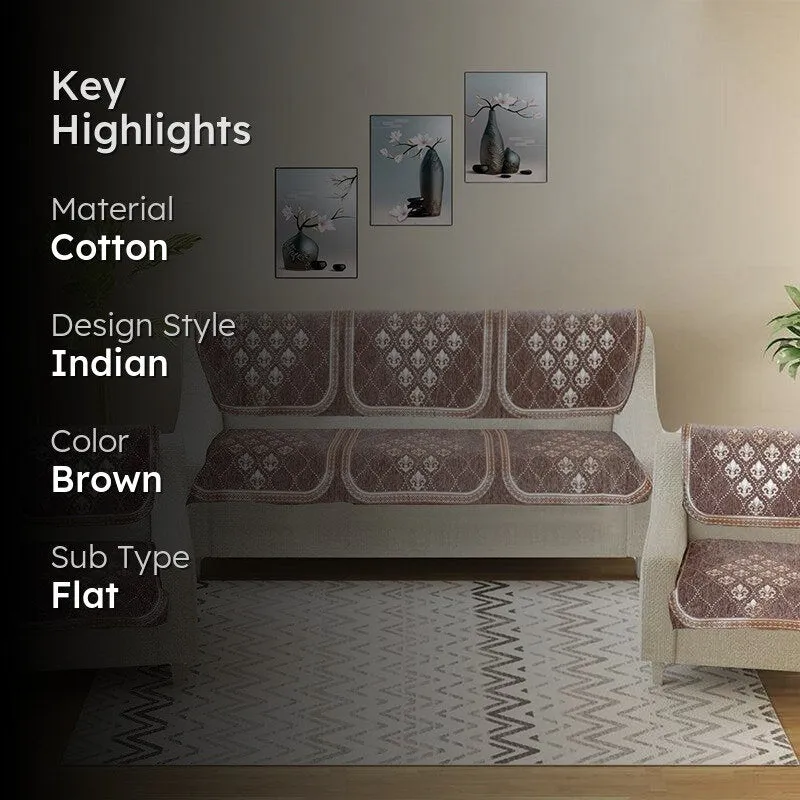 Nidha Cotton Sofa Cover - Brown media 2
