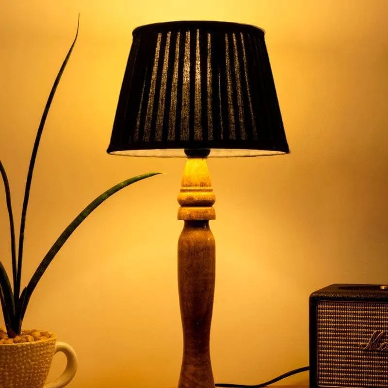 Classy Twist Round Pillar Fabric Table Lamp - Black,Brown media 1