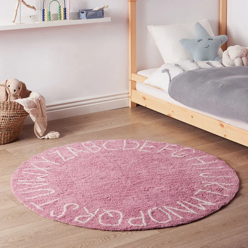 Alphabetica Tufted Cotton Area Rug - Pink media 3