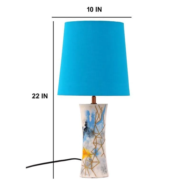 Blue Shine Right Hand Painted Ceramic Table Lamp - Multicolor media 5