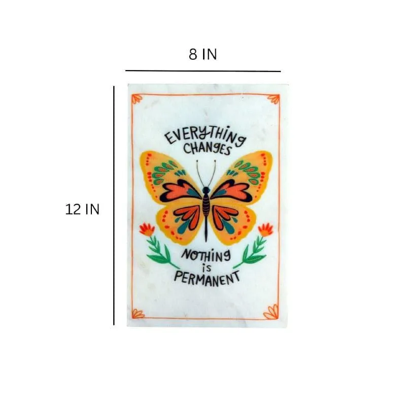 Nothing Is Permanent Butterfly Printed Marble Wall Accent media 5