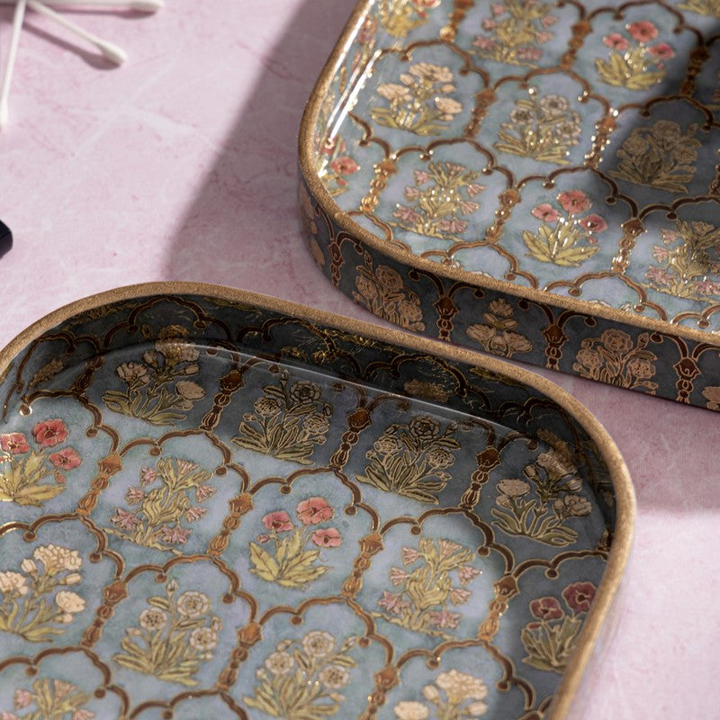 Fleur Jharokhas Square Serving Tray - Set Of Two media 5