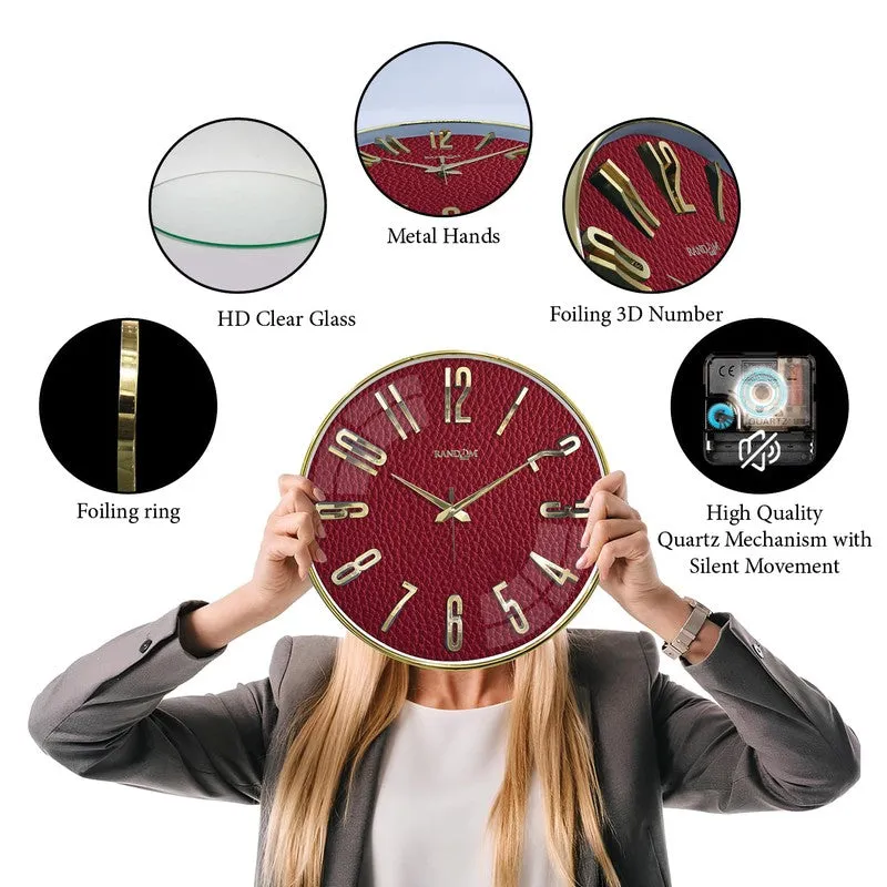 Elite Numeric Plastic Wall Clock - Maroon & Gold media 7