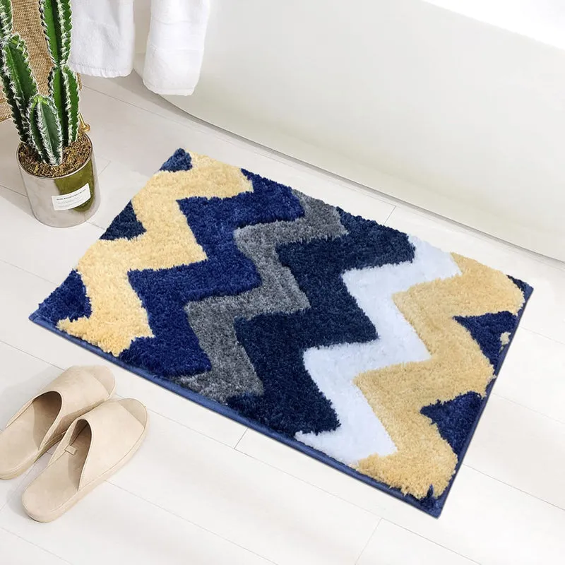 Mason Chevron Microfiber Bath Mat - Blue media 3