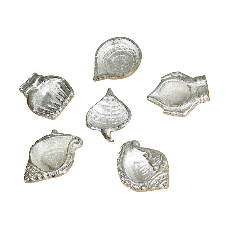 Shankh Aluminium Diya - Set Of Six media 3