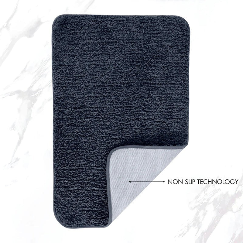 Helen Anti Skid Bath Mat & Contour Mat (Dark Grey) - Set of Two media 4