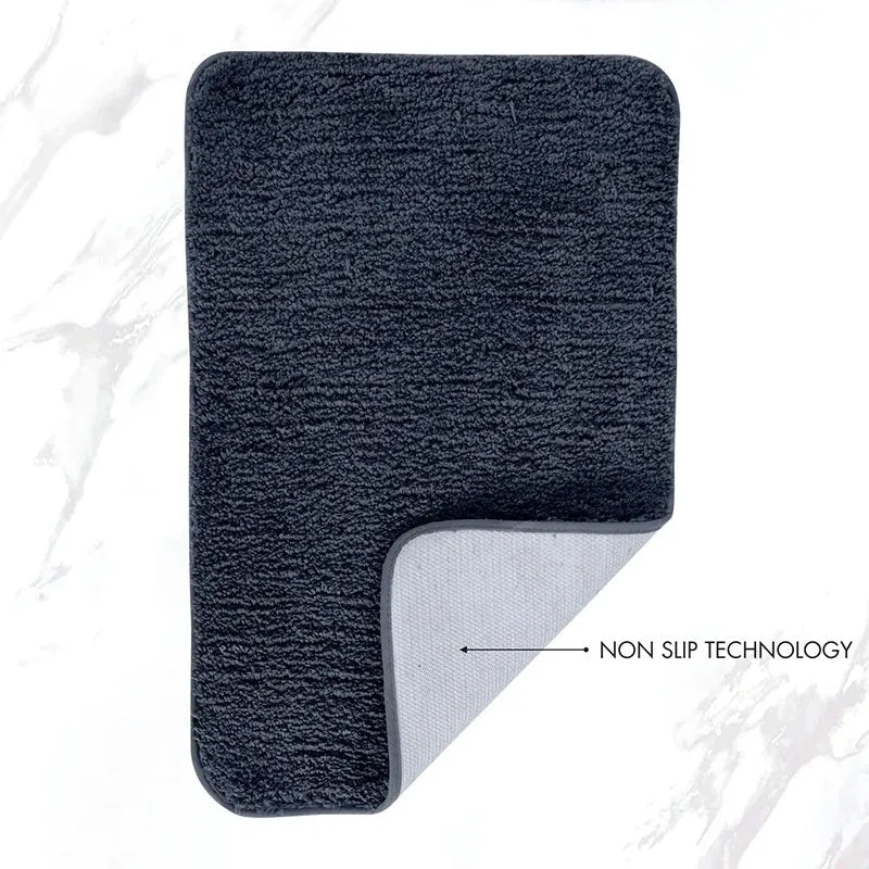 Helen Anti Skid Bath Mat & Contour Mat (Dark Grey) - Set of Two media 4