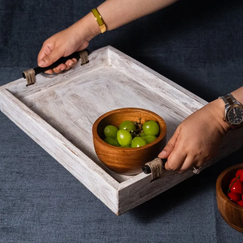 Driftwood Whitewashed Wooden Serving Tray media 4