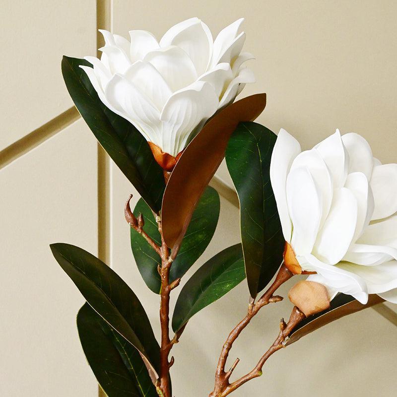 Artificial Realistic Magnolia Flower Stick - White media 3