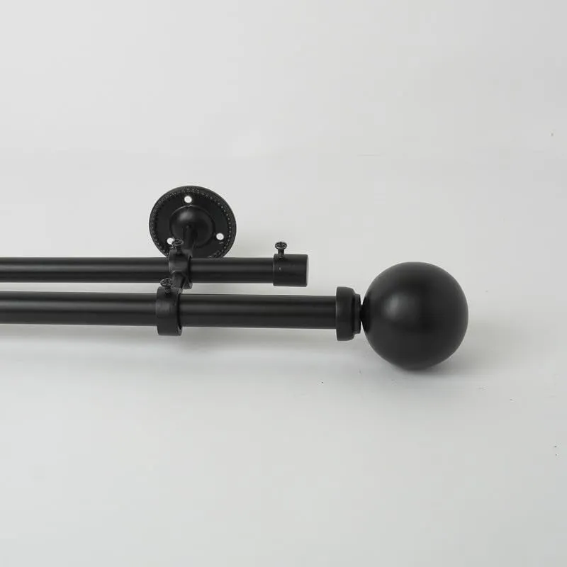 Orbette Duo Extendable 1" Double Curtain Rod With Round Finial & Brackets media 3