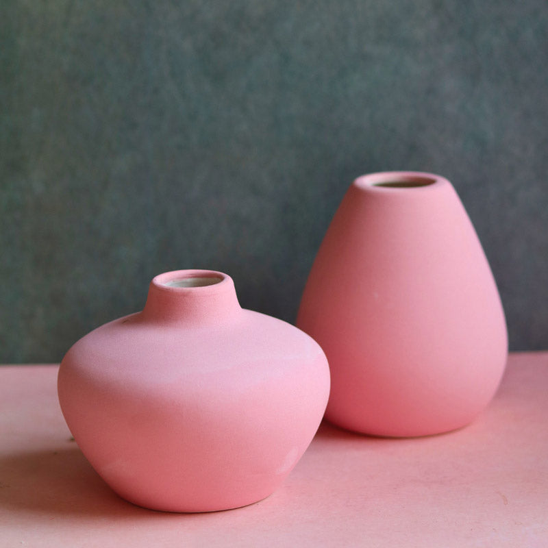 Yelena Orla Ceramic Vase (Pink) - Two Piece Set media 4