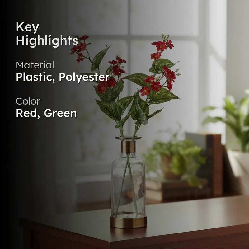 Linora Begonia Artificial Flower(Red) - Set Of Two media 2