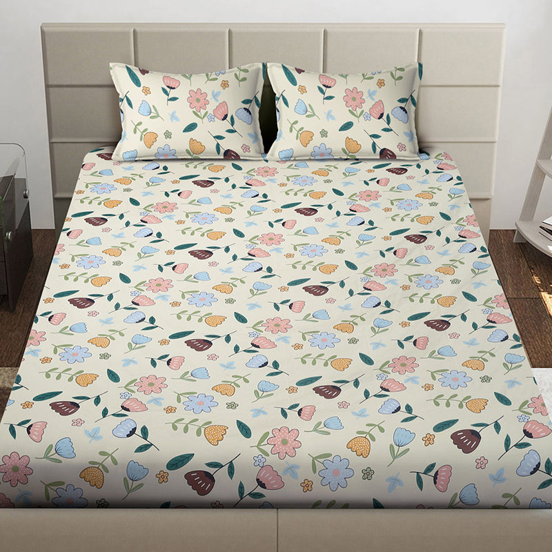 Flowery Dreams Floral Bedsheet - 130 GSM media 3