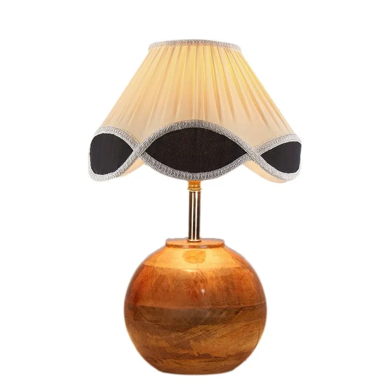 Ignolyn Cotton Table Lamp With Wooden Base - Ivory media 5