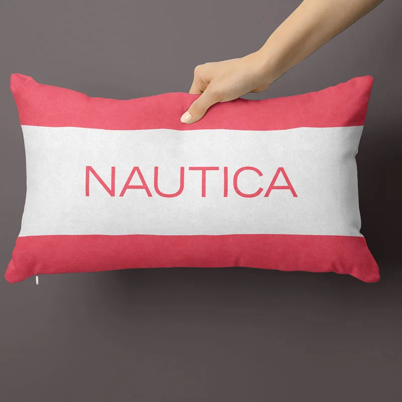 Nautica Logo Stripe Rectangular Cushion Cover - Coral media 1
