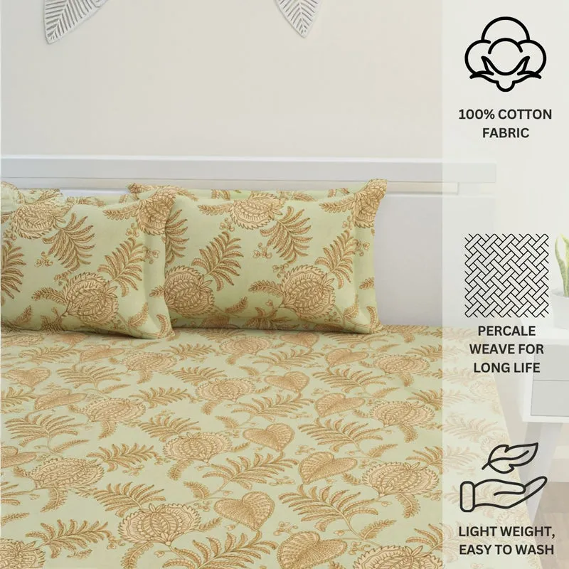 Fern Dreams Cotton Bedsheet (Light Yellow) - 144 TC media 12