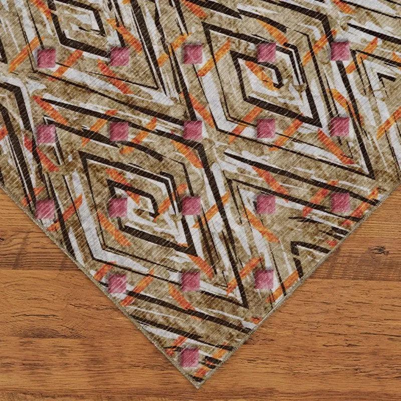Corner view of the rectangular carpet on wooden flooring