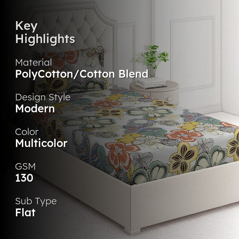 Botanink Floral Bedsheet - 130 GSM media 2