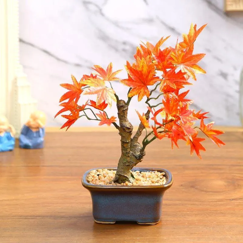 Faux Maple Bonsai In Tub Pot (23 cms) - Red media 1