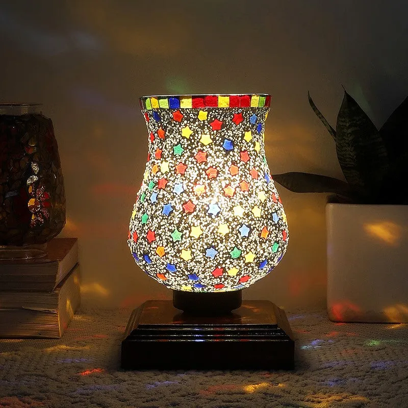 Spektrum Mosaic Glass Table Lamp With Wooden Base - Multicolor media 1