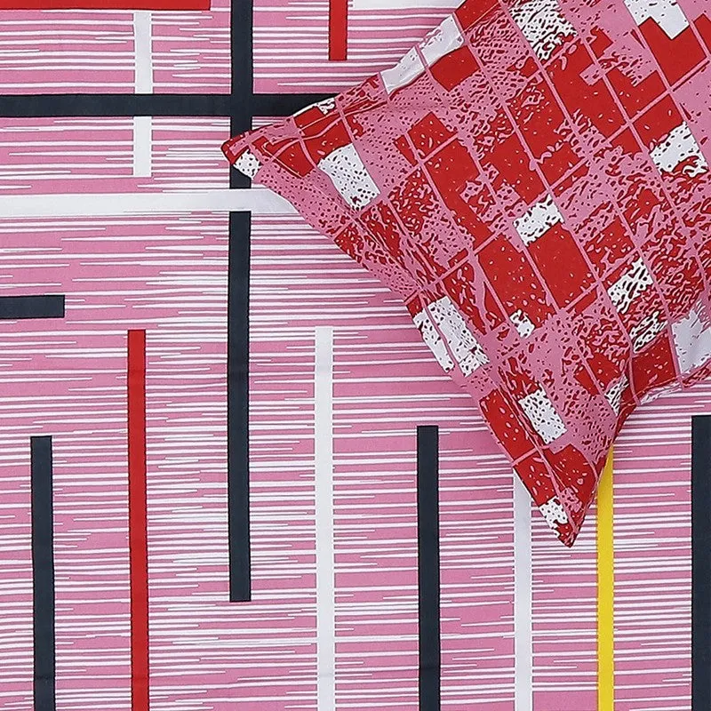 Monte Carlo Flow Stripe Cotton Bedsheet (Pink) - 104 TC media 6