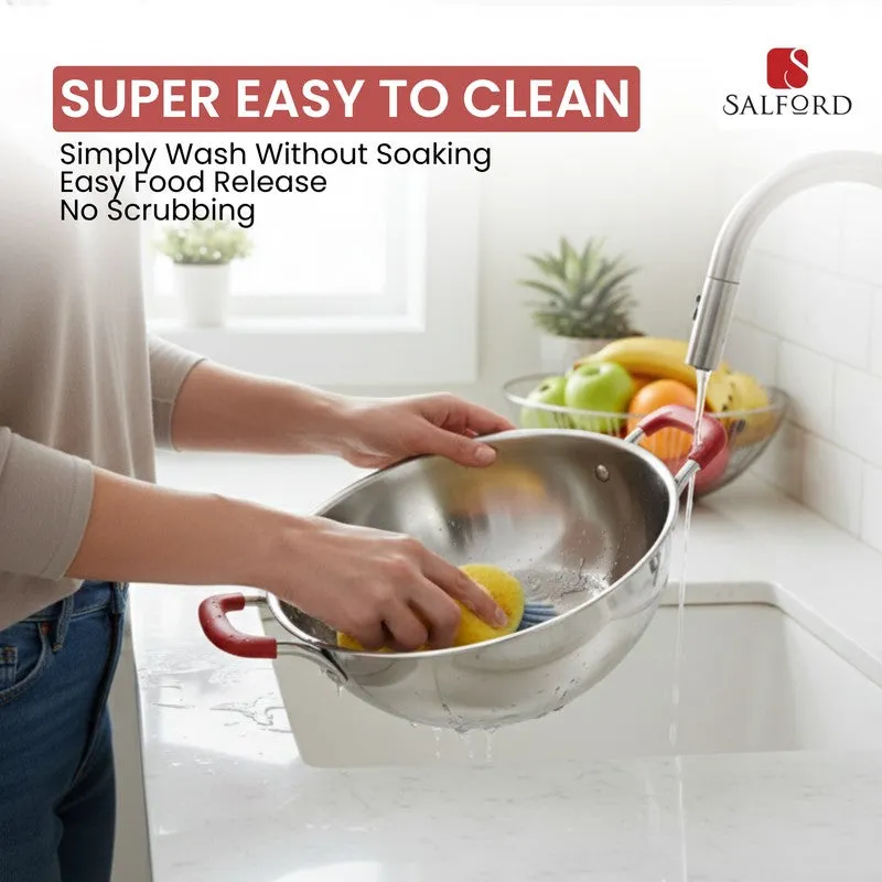 Salford Triply Stainless Steel Kadai with Glass Lid (Silver) - 4000 mL media 7