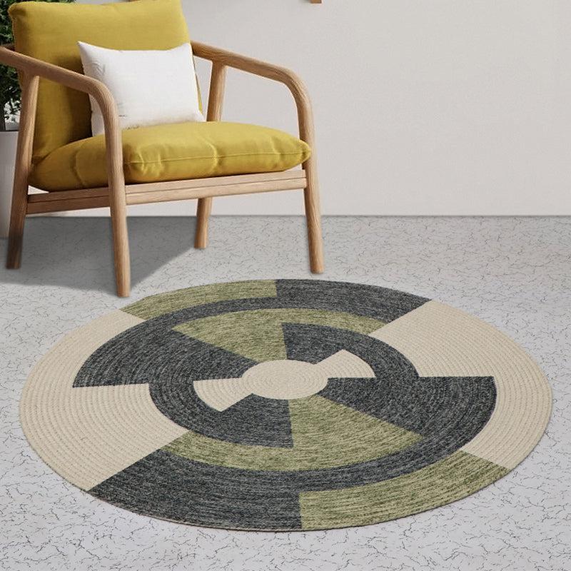 Estro Round Cotton Rug - Green & Grey media 3