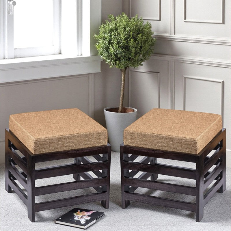 Uxaro Sheesham Wooden Bench with Cushions (Beige) - Four Piece Set
