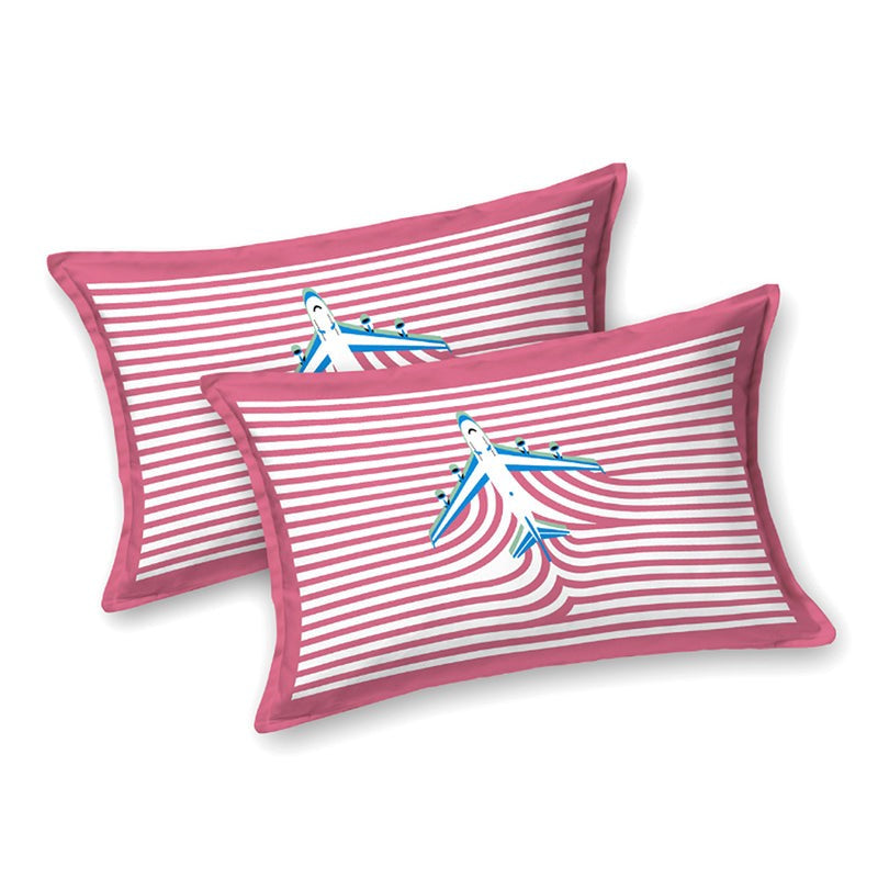 Illusion Stripey Flight Cotton Bedsheet (Pink) - 200 TC media 5
