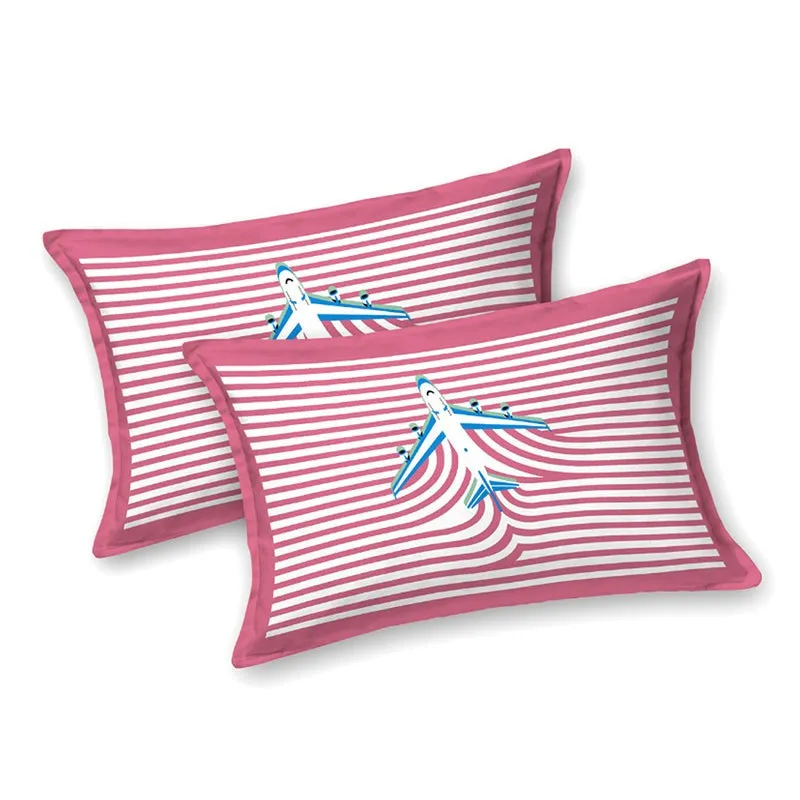 Illusion Stripey Flight Cotton Bedsheet (Pink) - 200 TC media 5