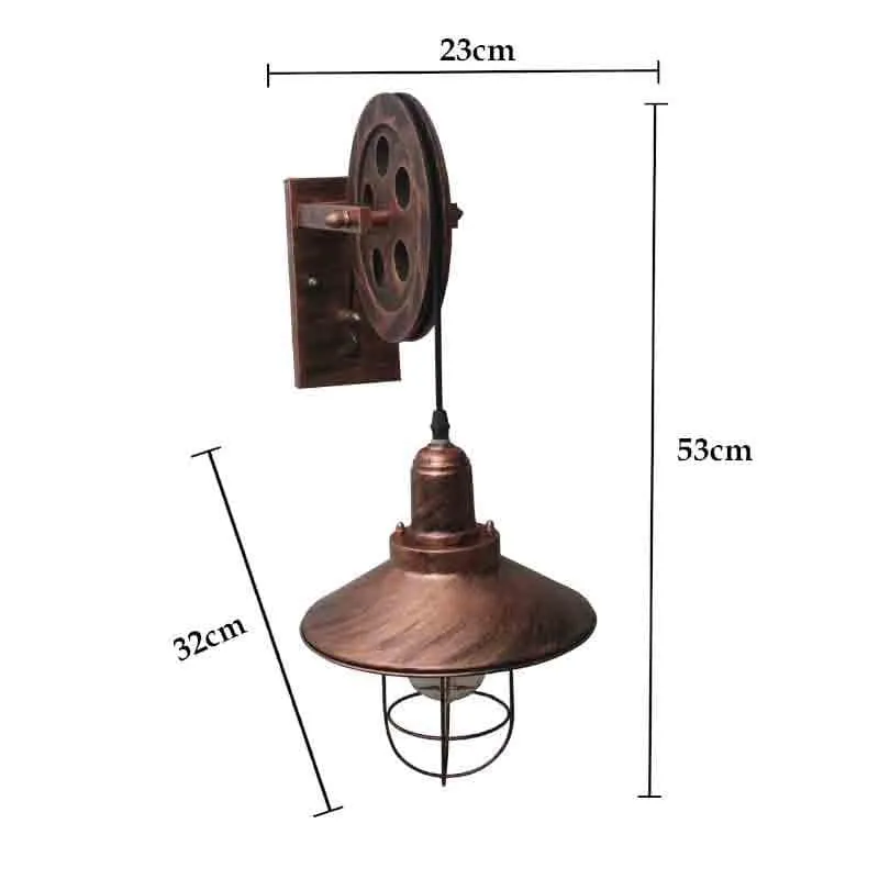 Vintage Pulley Metal Wall Lamp media 6