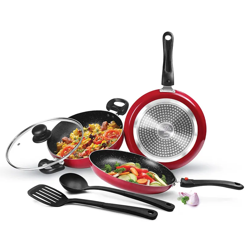 Milton Non-Stick Cookware Set (Red) - Five Piece Set media 3