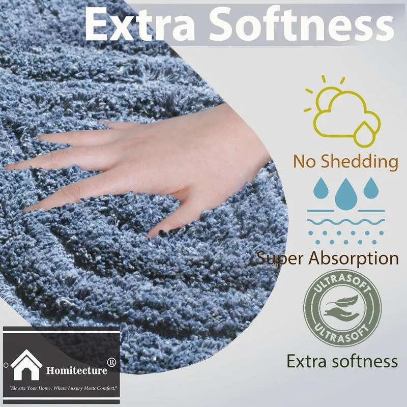 Close-up of the blue bath mat's soft raised texture