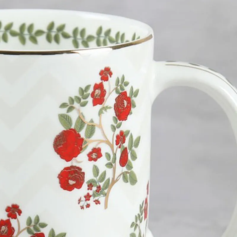 India Circus Chevron Poppy Flower Mug (360 mL Each) - Set Of Two media 4