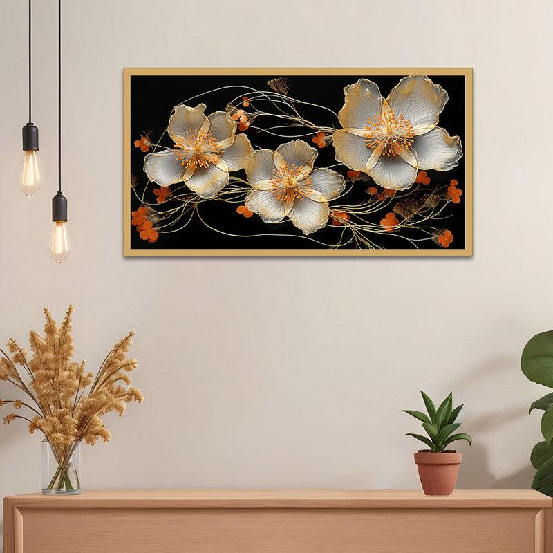 Cauaria Floral Wall Painting With Frame