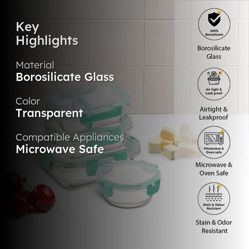 Crusade Glass Container (580, 635, 640 & 1040 ML)  - Set Of Four media 2