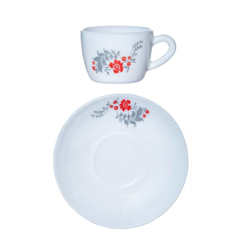 Cello Lila Floral Cup & Saucer (130 ML) - Twelve Piece Set media 5
