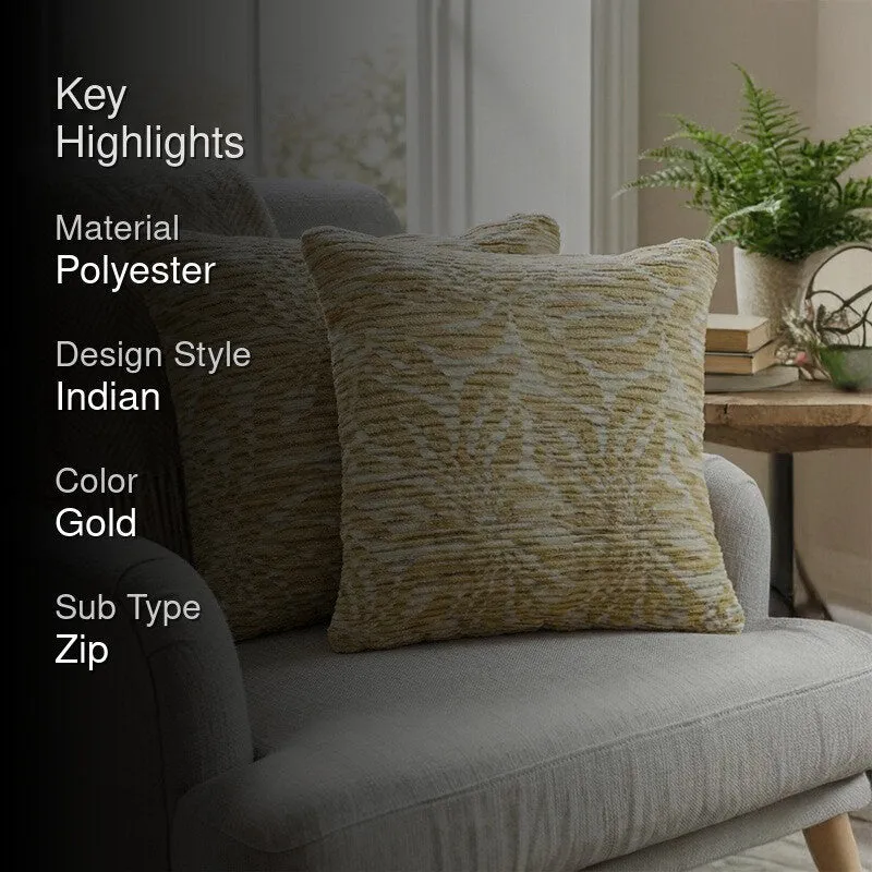 PetalReverie Cushion Cover (Gold) - Set Of Two media 2