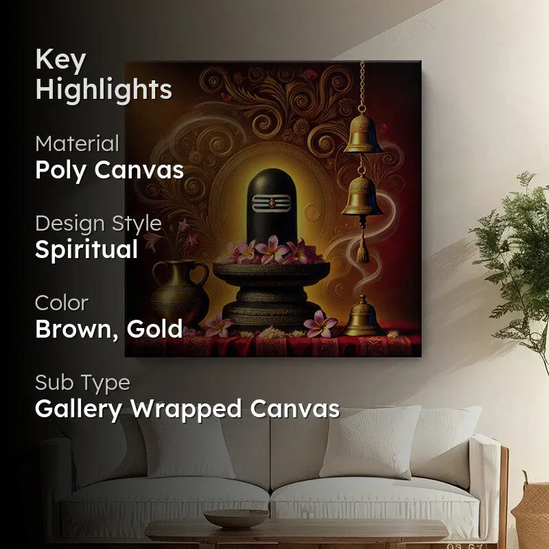 Shivlinga Pooja Poly Canvas Wall Painting media 2