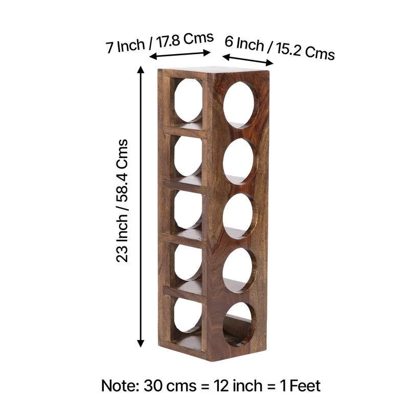 Zverox Sheesham Wooden Wine Rack - Brown,Beige media 9